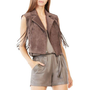 💕BCBGMAXAZRIA💕 Mike Faux Suede Fringe Vest